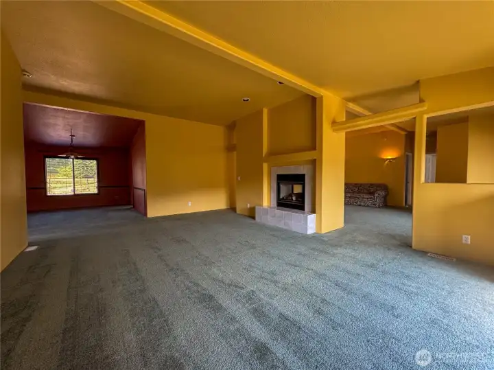 Living Room with double sided fireplace