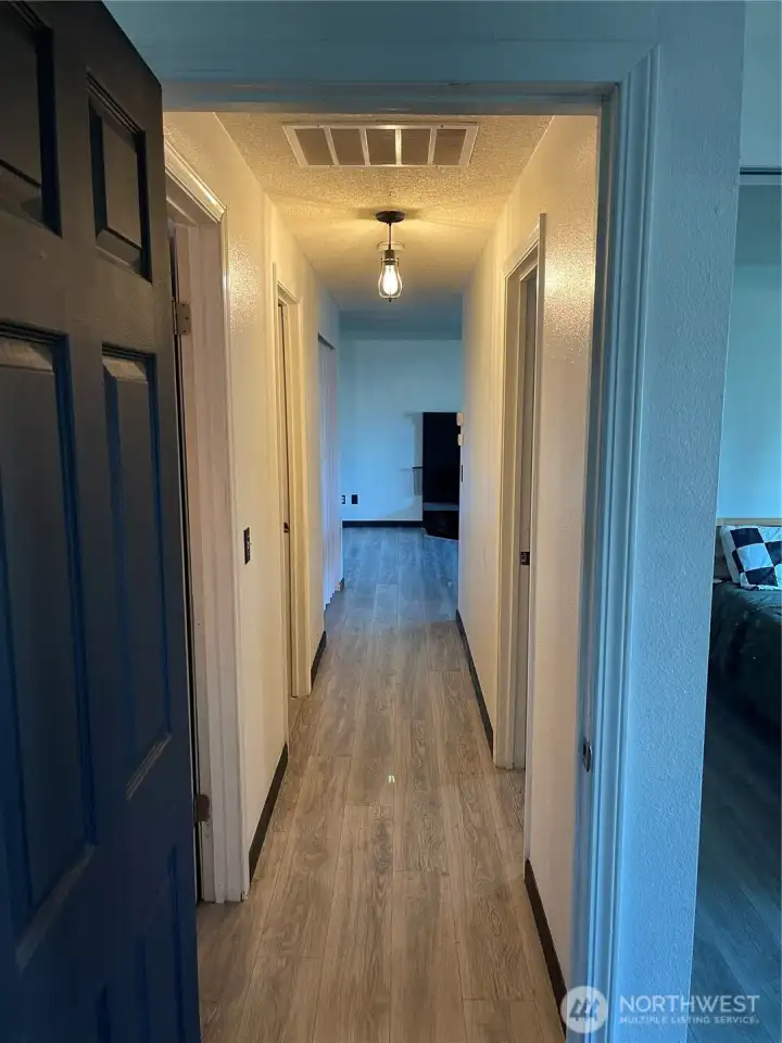 Hallway view from bedroom.