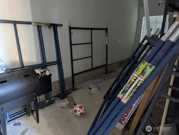 Enclosed workshop/storage in the garage has mold