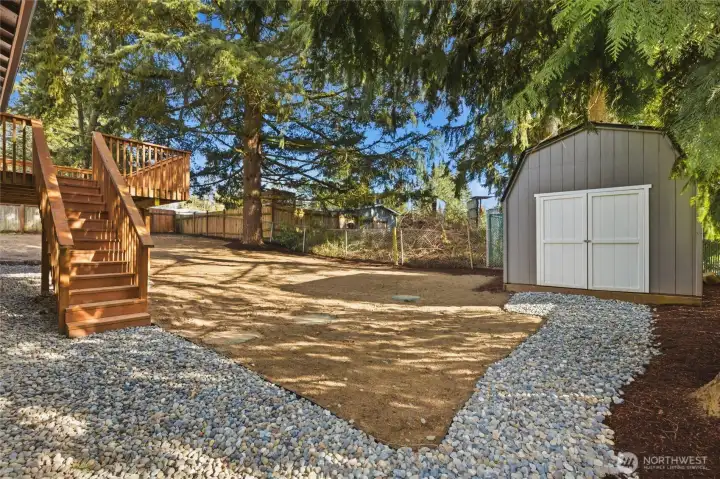 The front and backyard have been seeded with grass.