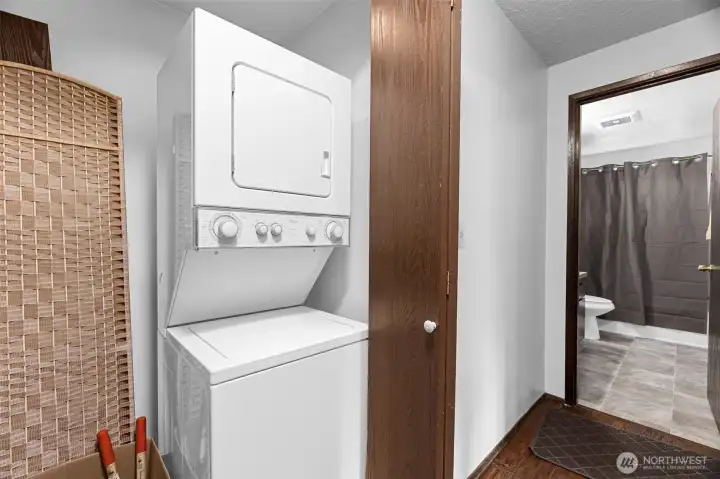 The laundry in unit 1074. Notice the new bathroom flooring.