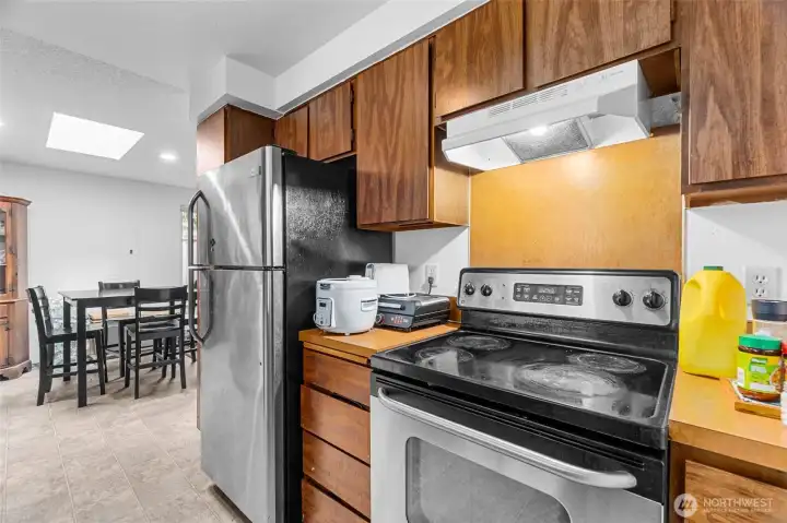 Unit 1072 features stainless steel appliances.