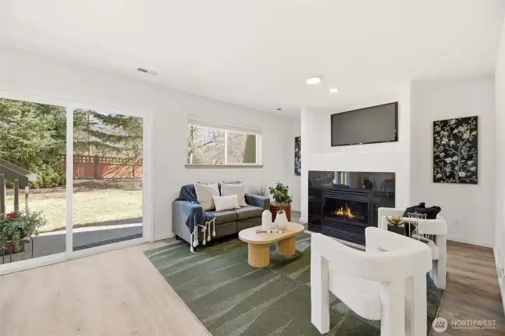 Cozy gas fireplace for those chilly days.