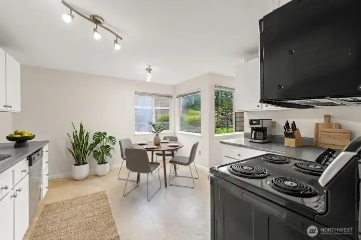 There is plenty of space in the virtually staged kitchen for the dining table.