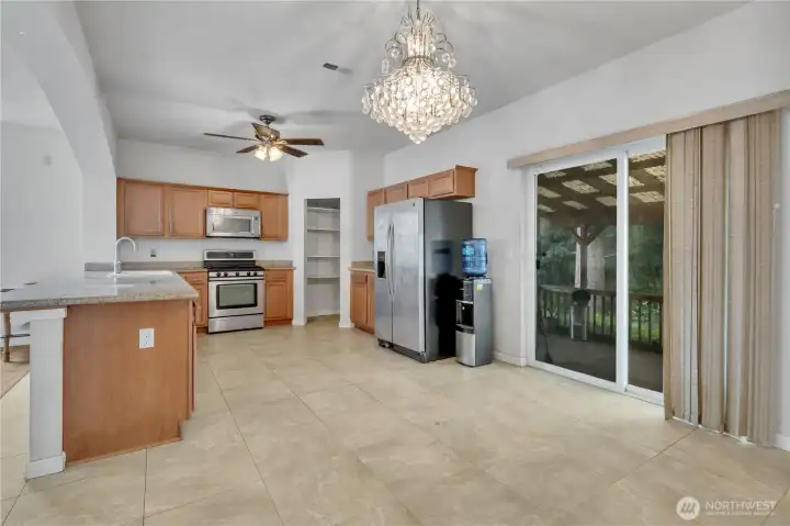 Open concepts easy access to covered back patio