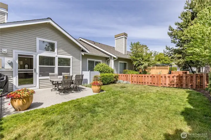 Enjoy a private, fully-fenced backyard and patio where the HOA beautifully maintains all the landscaping for you!