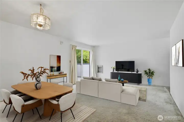 virtual staged dining +living room virtual staged dining +living room