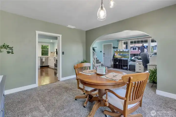 Dining room off living room and kitchen