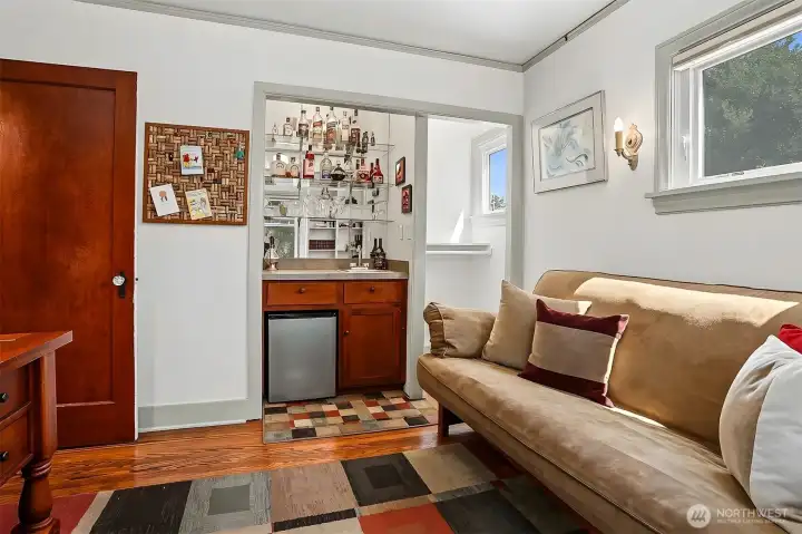 The main floor bedroom is plumbed with a wet bar. The closet currently does not have a door installed. The main floor bedroom is plumbed with a wet bar. The closet currently does not have a door installed.