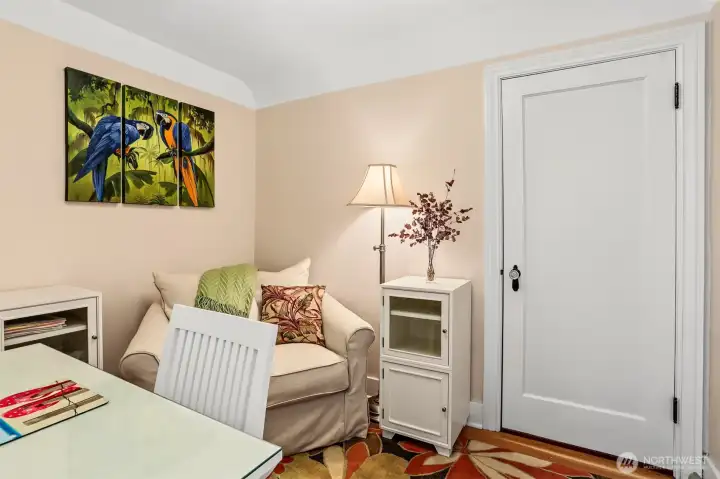Second floor office with access door to huge attic storage space. Second floor office with access door to huge attic storage space.