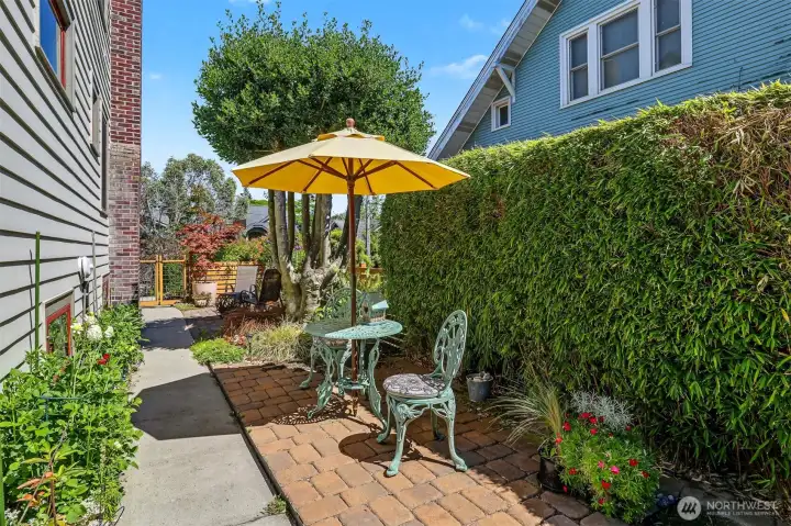 One of two side patios. One of two side patios.