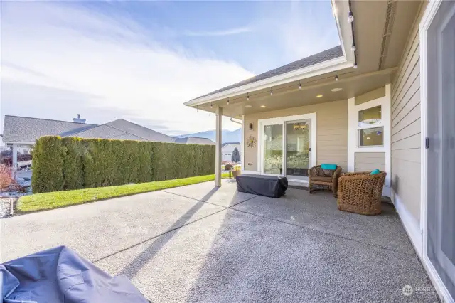 Patio opens onto the open space