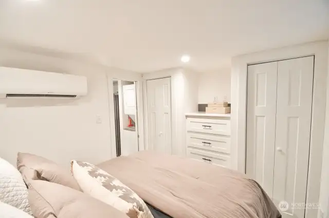 BEDROOM HAS BUILT IN CLOSET AND DRAWS WITH SPACE FOR A TV