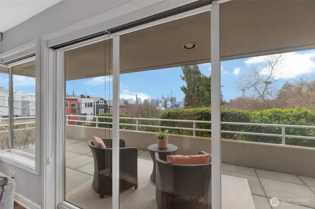 Large covered patio off Living room.Space for a dining table, a BBQ. Dine al fresco!