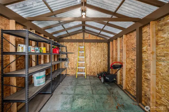 Inside of shed behind garage.