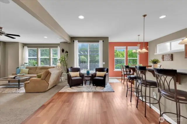Great space to add a dining table for extra large gatherings