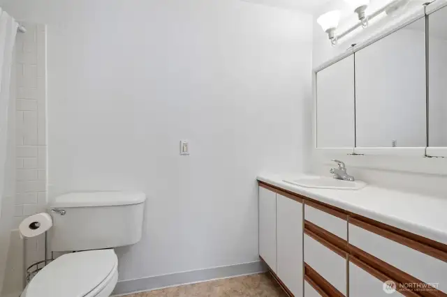 3/4 bath - located off of the primary bedroom
