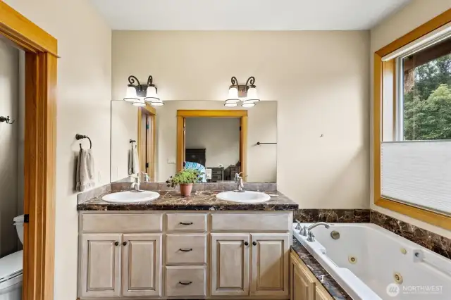 Primary bathroom with double sinks