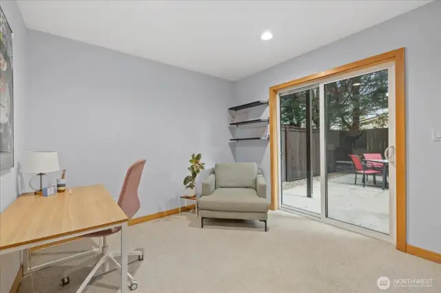 Ground floor bedroom/home office with access to private backyard/patio
