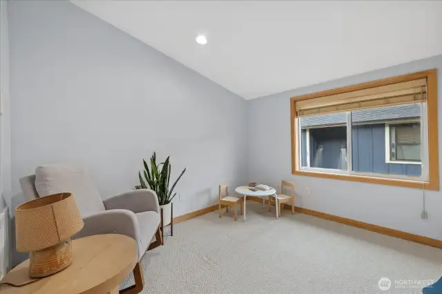 Second upstairs bedroom with vaulted ceilings