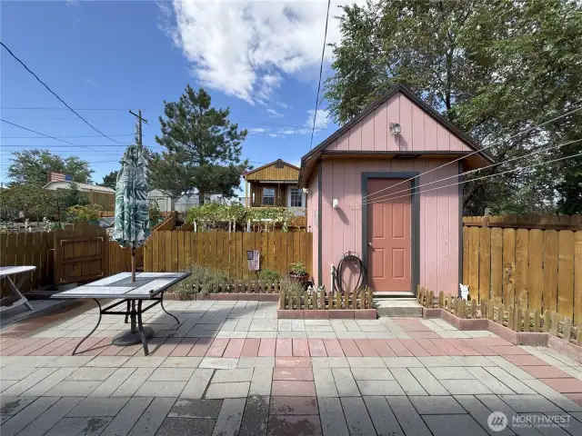 Back Patio with small shed