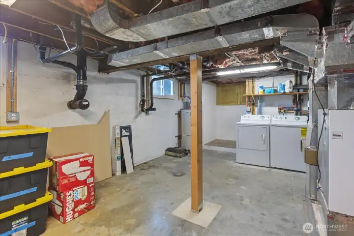 Lots of storage in basement & laundry.