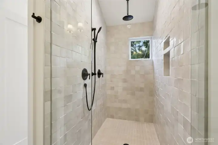 Huge Shower with vaulted ceilings