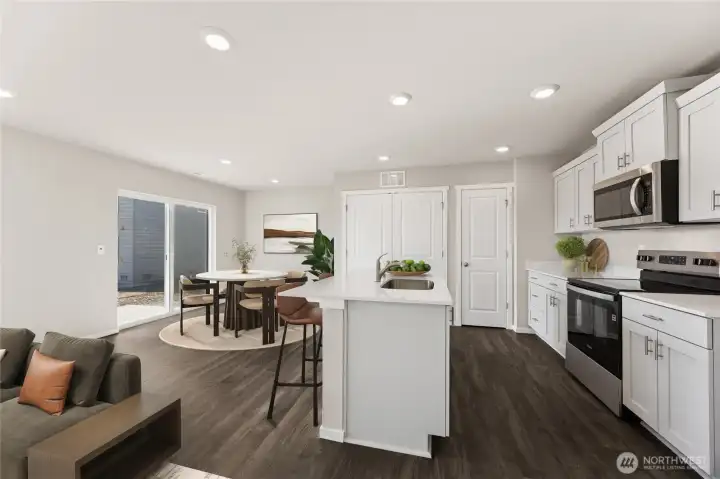 White quartz countertops.