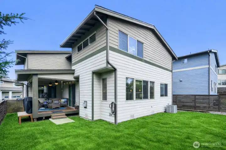 Lush, fully fenced backyard offering enhanced privacy, security, and a perfect space for outdoor enjoyment.