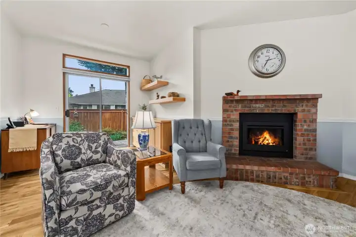 Gas fireside family room.