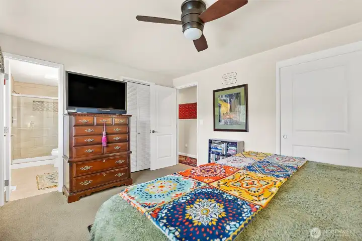 Primary suite with two closets for the extra storage needs.