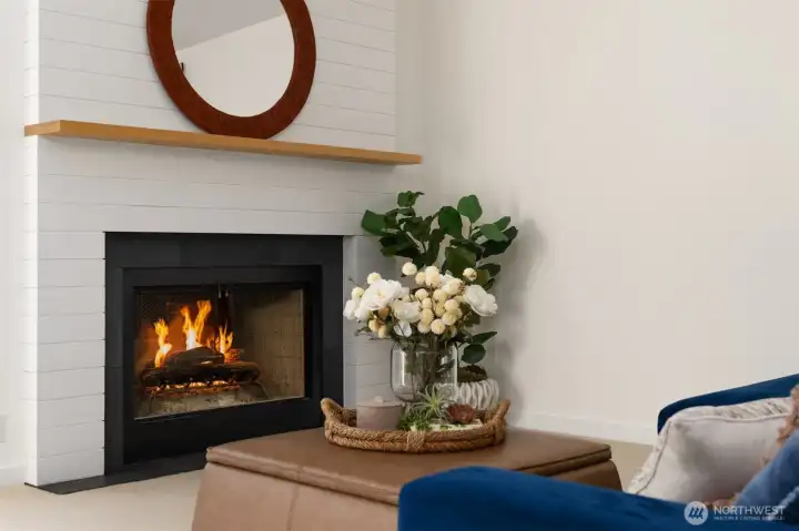 Family Room with wood burning fireplace