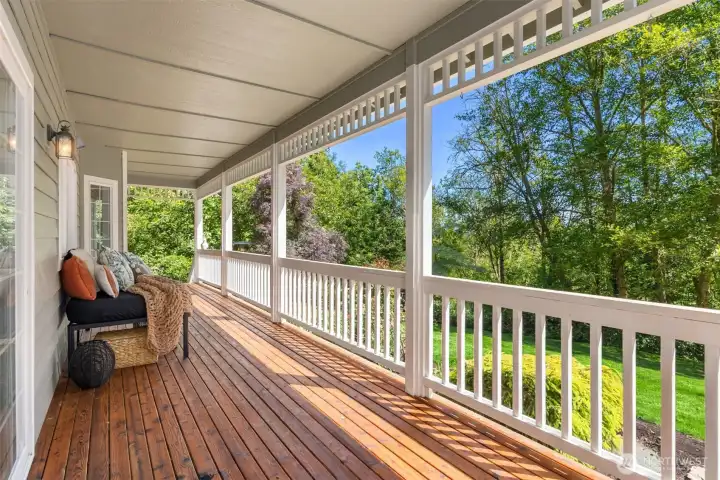 Covered wrap around porch for year round use.