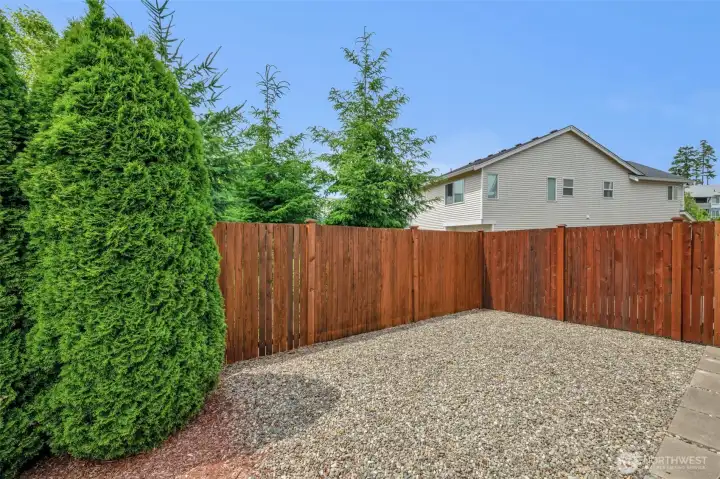 Fully fenced backyard.