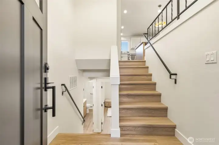 Split level entry landing and stairs