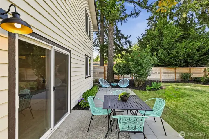 New slinding glass doors to backyard patio