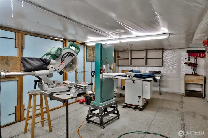 Woodshop! Keep the sawdust in one place while working on projects. Woodshop! Keep the sawdust in one place while working on projects.