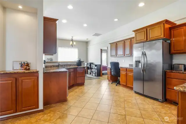 Granite countertops and maple cabinetry