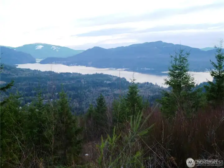 Views of Lake Whatcom from adjacent lot. View will be similar when trees are removed from lot 20