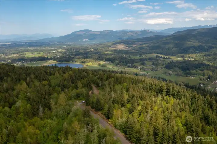 Aerial View looking NE of Squalicum Valley, Lake, and beyond