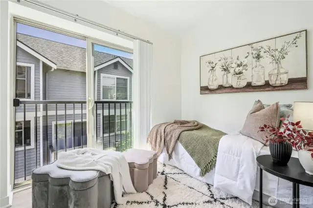 Bedroom #2 has a sweet little balcony space