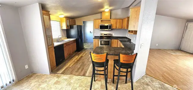 Kitchen with eat at counter