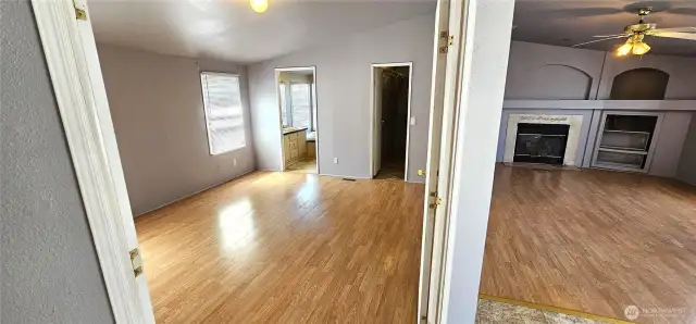 Double door entrance to primary bedroom