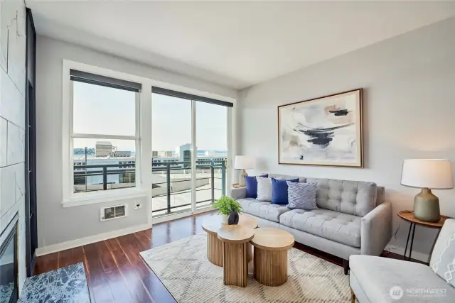 Another look at the living area and slider to the view deck.