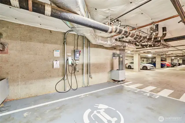 The Vine offers 2 electric car chargers in the common garage.