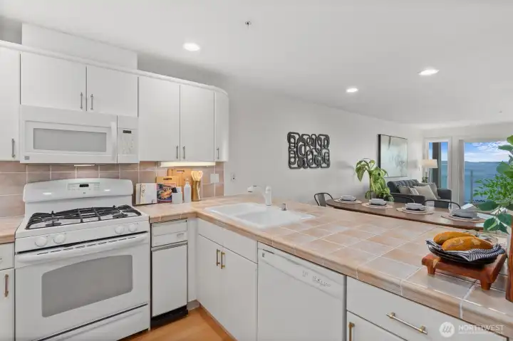 Entertain from the kitchen that opens to the living area.