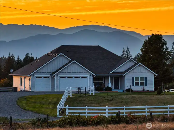 Front of the main home w attached 3 car garage
