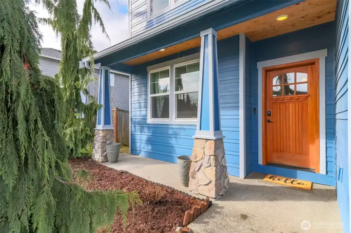 cover entry with tongue and groove ceiling