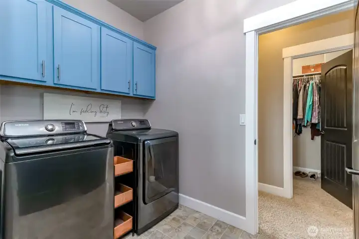 laundry room upstairs and off the primary room closet. So Convenient!