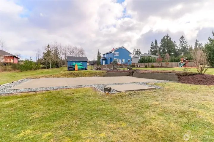 poured slab could be used as a sport court or future barn